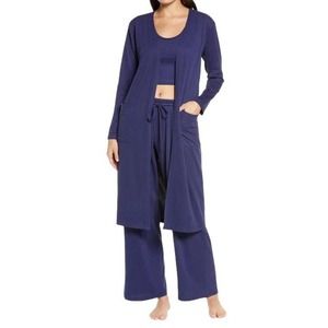 Socialite Long Rib Knit Open Front Cardigan In Navy Nordstrom Pockets